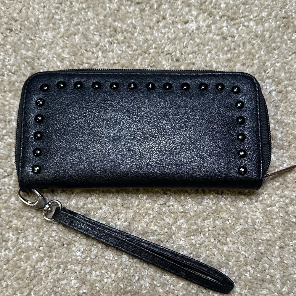 Black Studded Wristlet Wallet